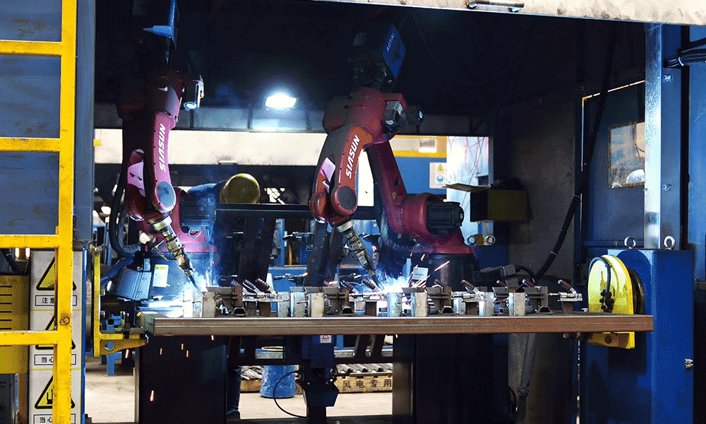 สถานีงานเชื่อมยืดหยุ่นสำหรับฐานคอนเทนเนอร์พาเลท